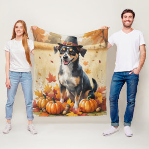 Affenpinscher in Autumn Leaves Thanksgiving Art Fleece Blanket