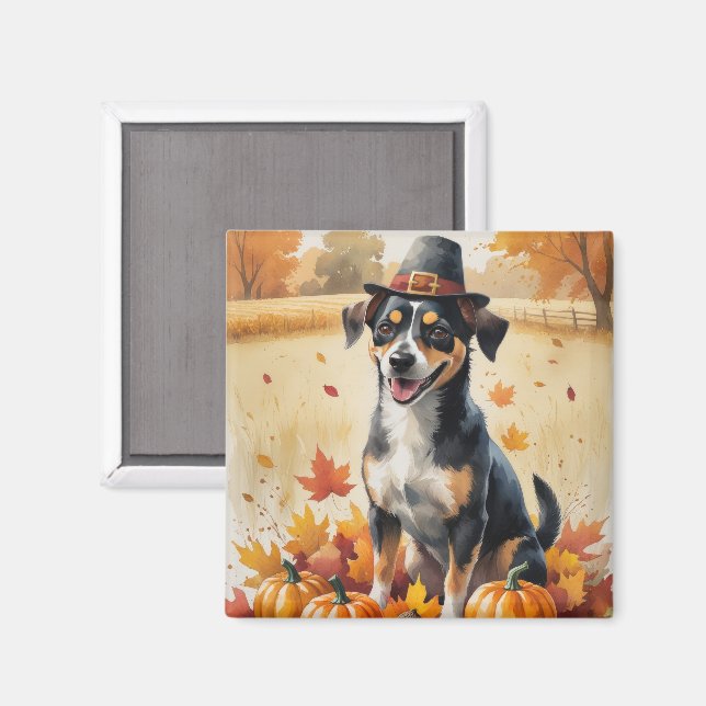 Affenpinscher in Autumn Leaves Thanksgiving Art Magnet (Front/Back)