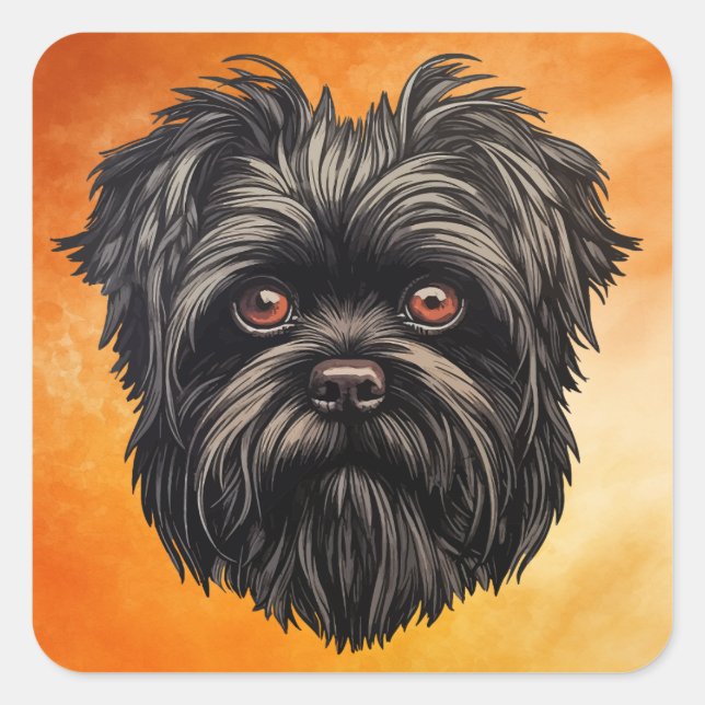 Affenpinscher Monkey Dog Affens Terrier Square Sticker (Front)