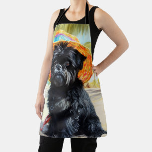 Affenpinscher on Beach, summer gift for dog lovers Apron