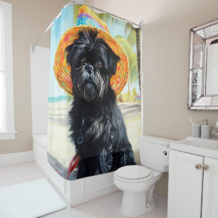 Affenpinscher on Beach, summer gift for dog lovers Shower Curtain