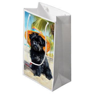 Affenpinscher on Beach, summer gift for dog lovers Small Gift Bag