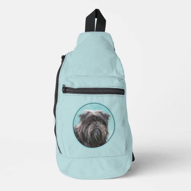 Affenpinscher Painting Black and Silver Dog Art Sling Bag (Front)