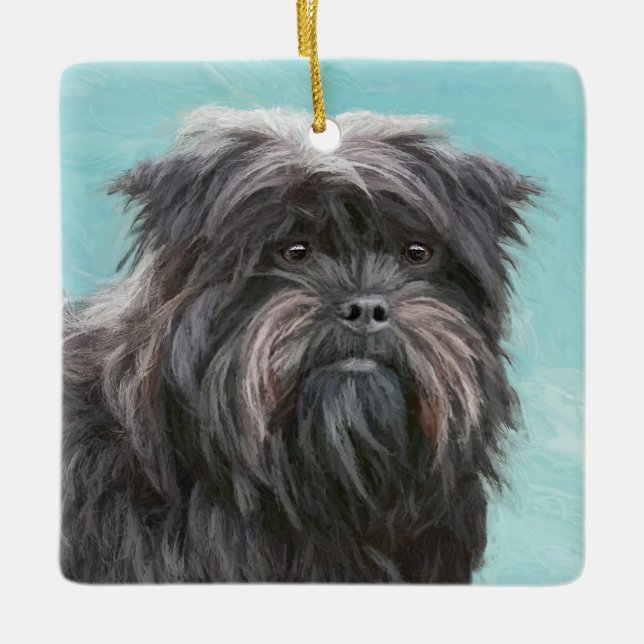 Affenpinscher Painting - Cute Original Dog Art Ceramic Ornament (Front)