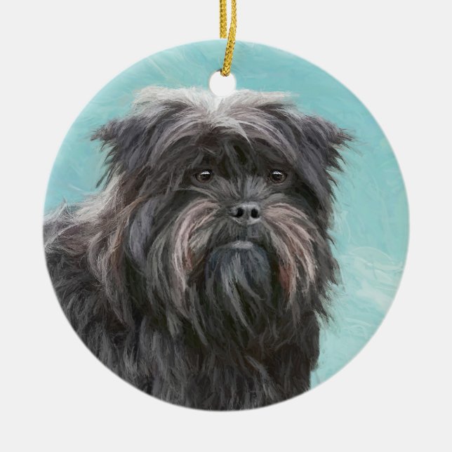 Affenpinscher Painting - Cute Original Dog Art Ceramic Tree Decoration (Front)