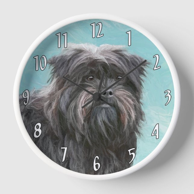 Affenpinscher Painting - Cute Original Dog Art Clock (Front)