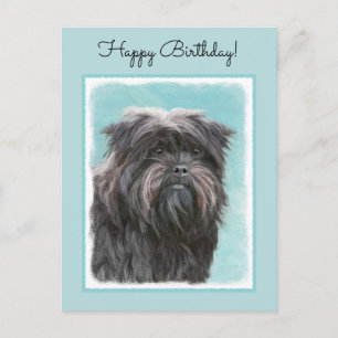 Affenpinscher Painting - Cute Original Dog Art Postcard