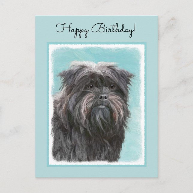 Affenpinscher Painting - Cute Original Dog Art Postcard (Front)
