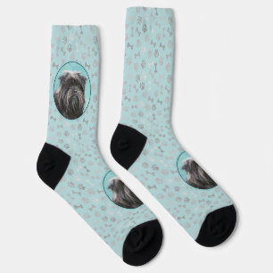 Affenpinscher Painting - Cute Original Dog Art Socks