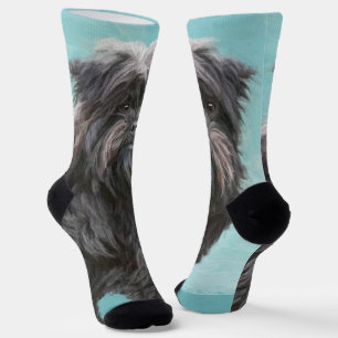 Affenpinscher Painting - Cute Original Dog Art Socks