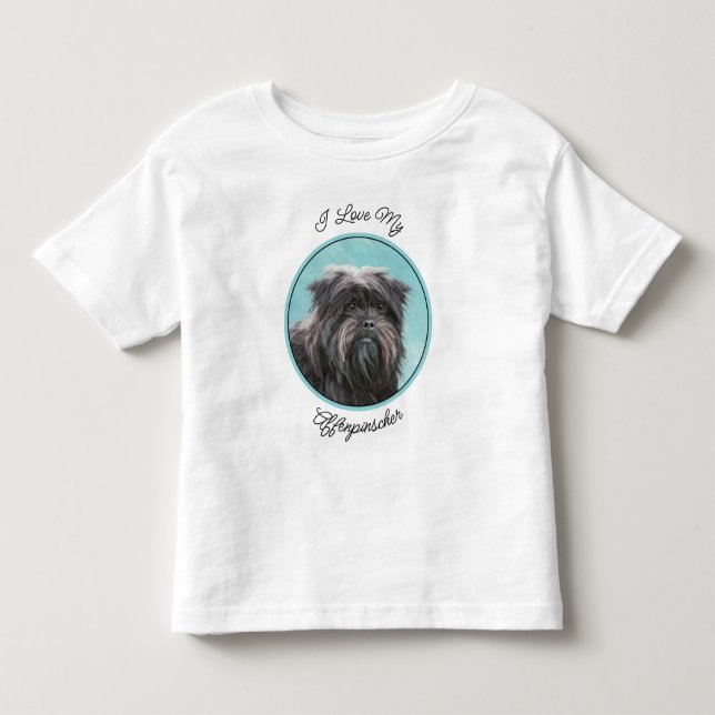 Affenpinscher Painting - Cute Original Dog Art Toddler T-Shirt (Front)