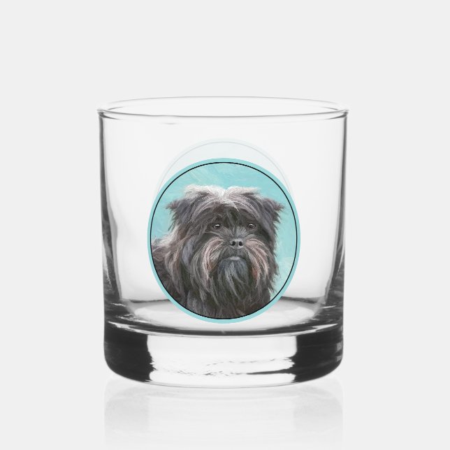 Affenpinscher Painting - Cute Original Dog Art Whiskey Glass (Front)