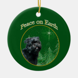 Affenpinscher Peace Ceramic Tree Decoration