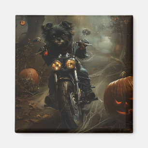 Affenpinscher Riding Motorcycle Halloween Scary  Magnet