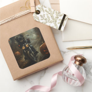 Affenpinscher Riding Motorcycle Halloween Scary  Square Sticker