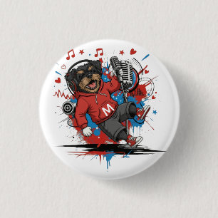 Affenpinscher Rock Star Singer Musical Podcast Art 3 Cm Round Badge