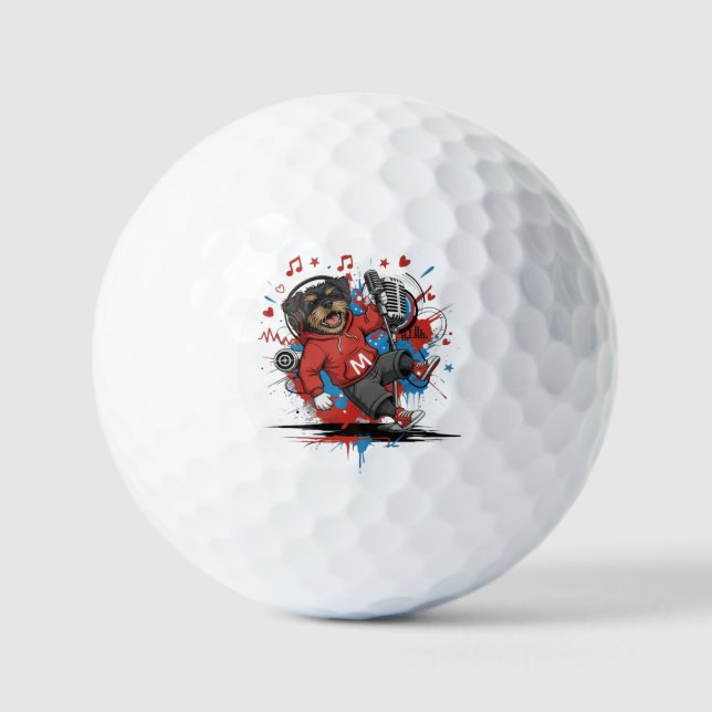 Affenpinscher Rock Star Singer Musical Podcast Art Golf Balls (Front)