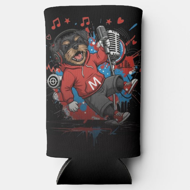 Affenpinscher Rock Star Singer Musical Podcast Art Seltzer Can Cooler (Front)