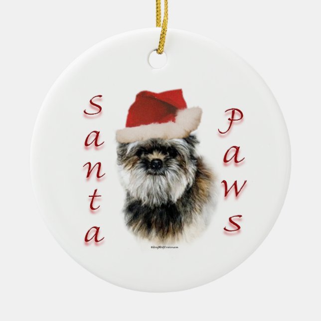 Affenpinscher Santa Paws Ceramic Tree Decoration (Front)
