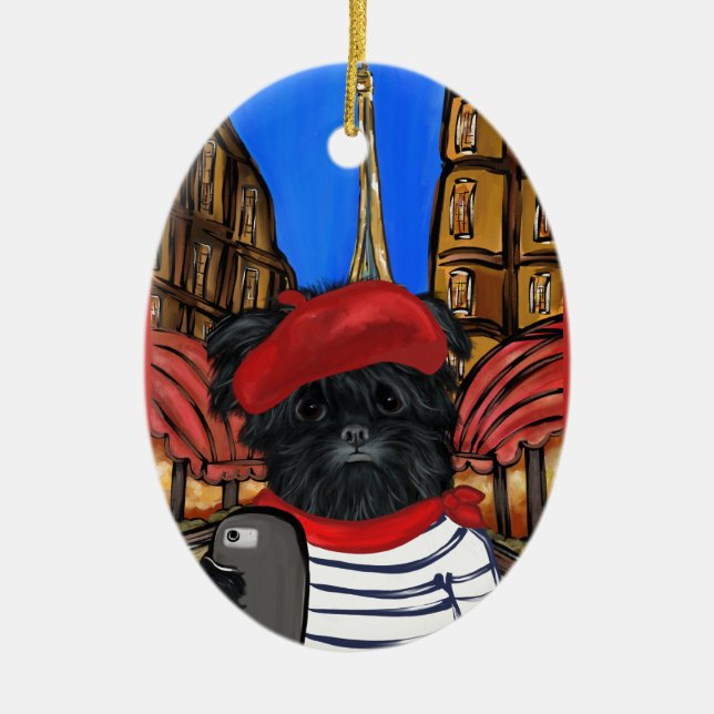 AFFENPINSCHER SELFIE CERAMIC TREE DECORATION (Front)