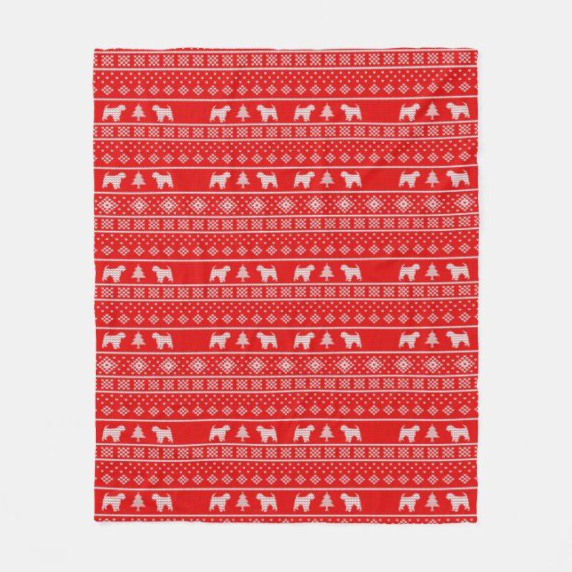 Affenpinscher Silhouette Christmas Holiday Sweater Fleece Blanket (Front)