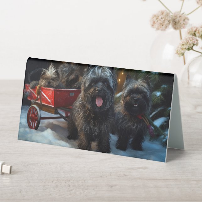 Affenpinscher Snowy Sleigh Ride Christmas Decor (In SItu (Table))