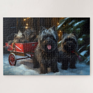 Affenpinscher Snowy Sleigh Ride Christmas Decor Jigsaw Puzzle