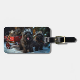 Affenpinscher Snowy Sleigh Ride Christmas Decor Luggage Tag