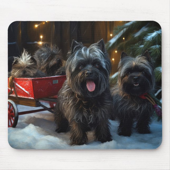 Affenpinscher Snowy Sleigh Ride Christmas Decor Mouse Mat (Front)