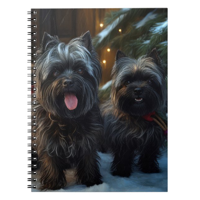 Affenpinscher Snowy Sleigh Ride Christmas Decor Notebook (Front)