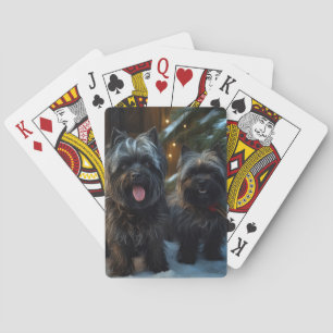 Affenpinscher Snowy Sleigh Ride Christmas Decor Playing Cards