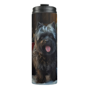 Affenpinscher Snowy Sleigh Ride Christmas Decor Thermal Tumbler