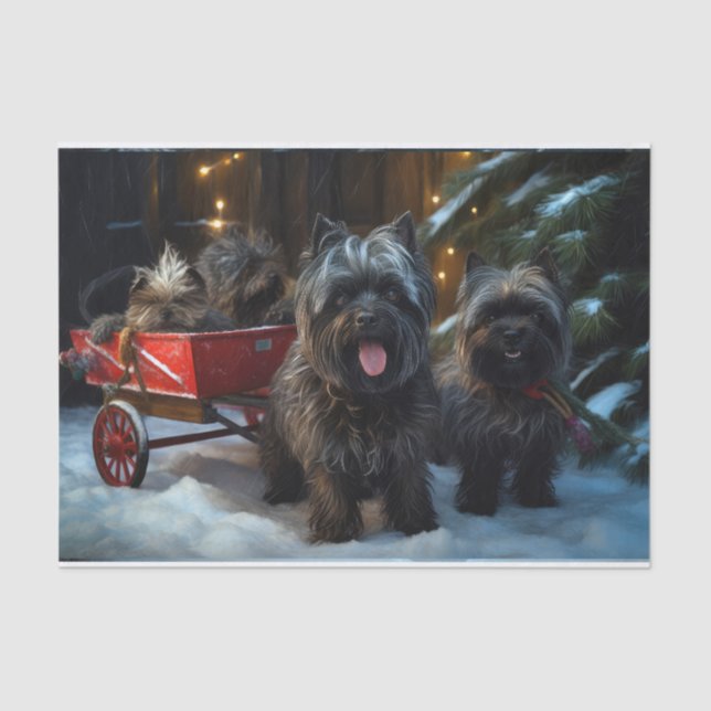 Affenpinscher Snowy Sleigh Ride Christmas Decor Tissue Paper (Front)