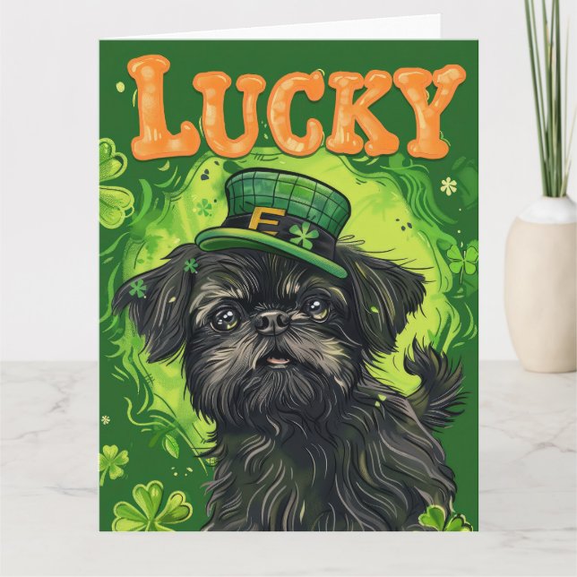 Affenpinscher St. Patrick's Day Dress Card (Front)