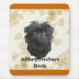 Affenpinscher Tan Leaves Motiff Mouse Mat