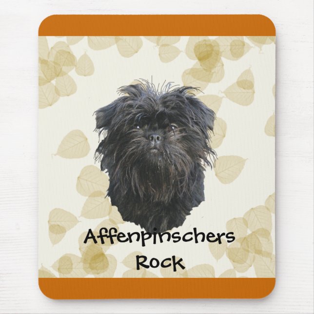 Affenpinscher Tan Leaves Motiff Mouse Mat (Front)