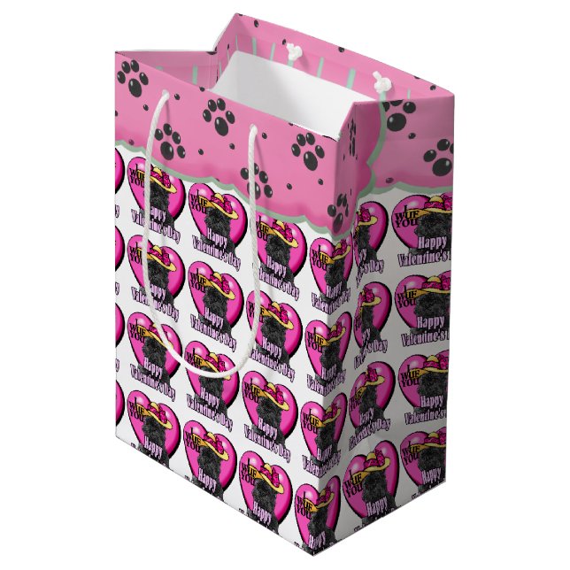 Affenpinscher Valentine's Day Medium Gift Bag (Back Angled)