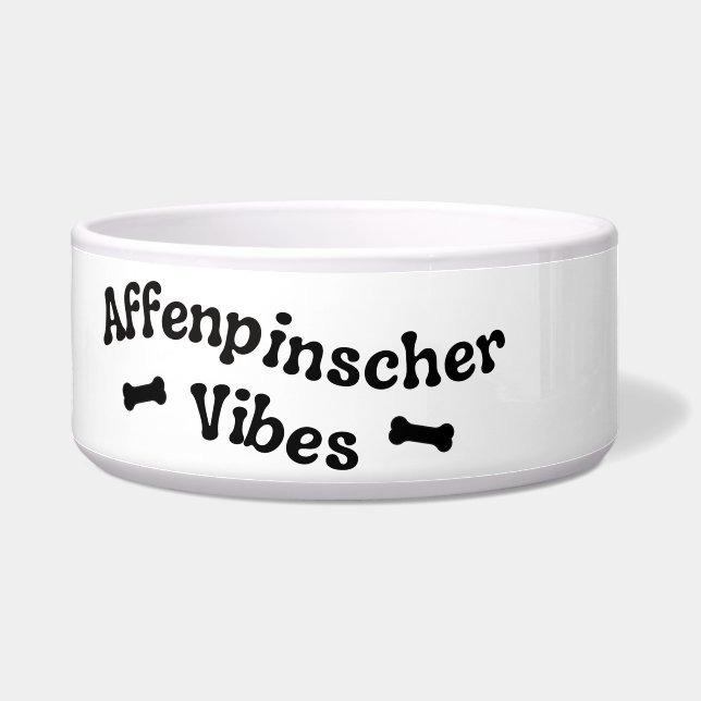 Affenpinscher Vibes Ceramic Dog Bowl  (Left)