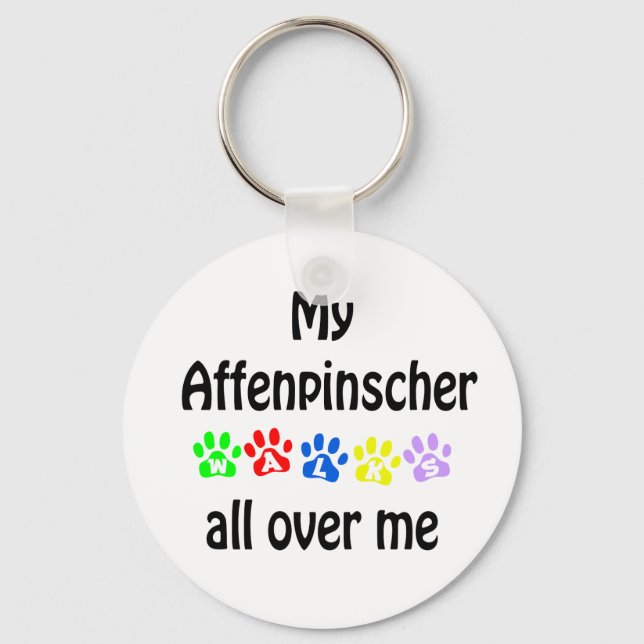 Affenpinscher Walks Design Key Ring (Front)