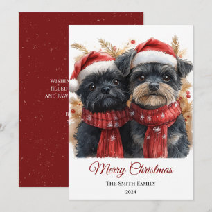 Affenpinscher Watercolor Christmas Minimal Holiday Card