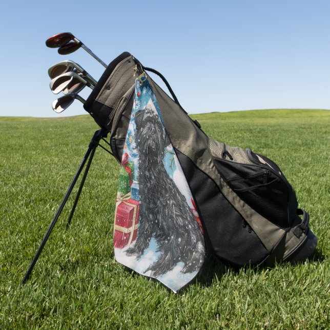 Affenpinscher Winter Wonderland Christmas Joy Golf Towel (Green)