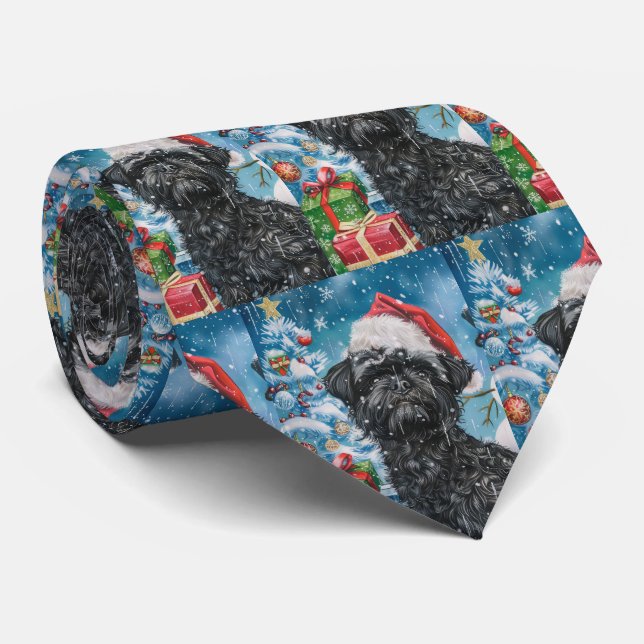 Affenpinscher Winter Wonderland Christmas Joy Tie (Rolled)
