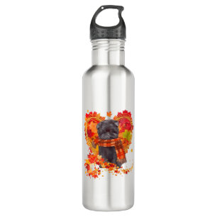 Affenpinscher With Heart Made Of Autumn Leaves 710 Ml Water Bottle