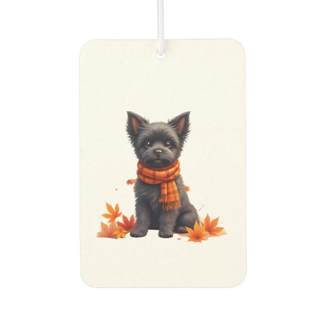 Affenpinscher With Heart Made Of Autumn Leaves Car Air Freshener (Front)