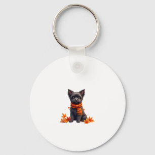 Affenpinscher With Heart Made Of Autumn Leaves Key Ring