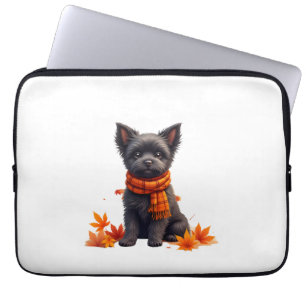 Affenpinscher With Heart Made Of Autumn Leaves Laptop Sleeve