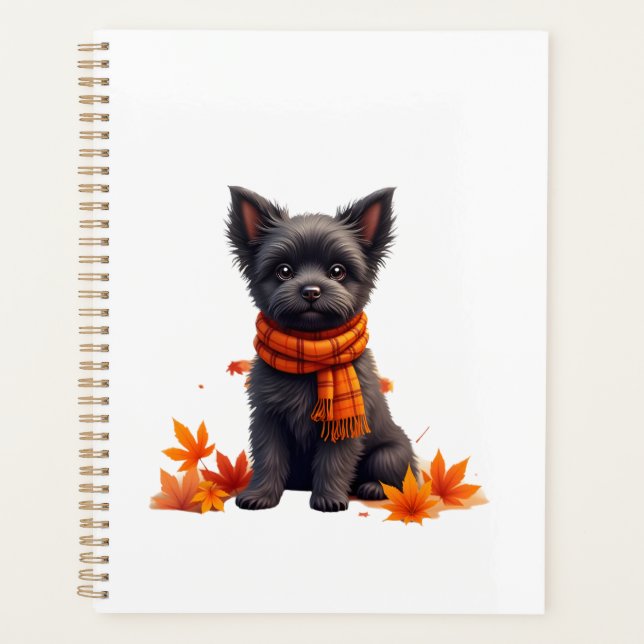 Affenpinscher With Heart Made Of Autumn Leaves Planner (Front)