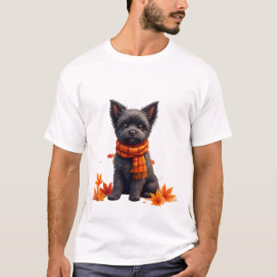 Affenpinscher With Heart Made Of Autumn Leaves T-Shirt
