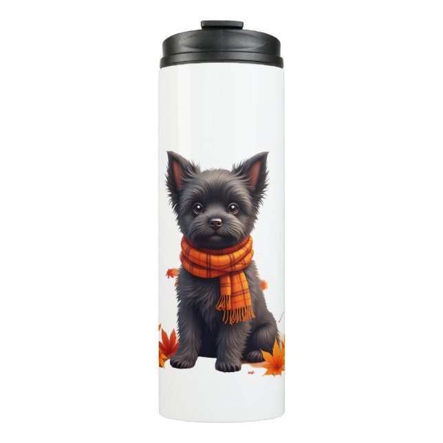 Affenpinscher With Heart Made Of Autumn Leaves Thermal Tumbler (Front)