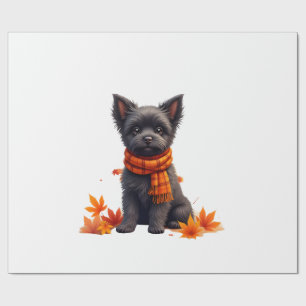 Affenpinscher With Heart Made Of Autumn Leaves Wrapping Paper